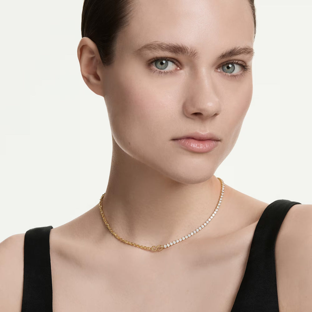 Swarovski Matrix Halskette Rundschliff Weiss 18K goldbeschichtet - 5747717