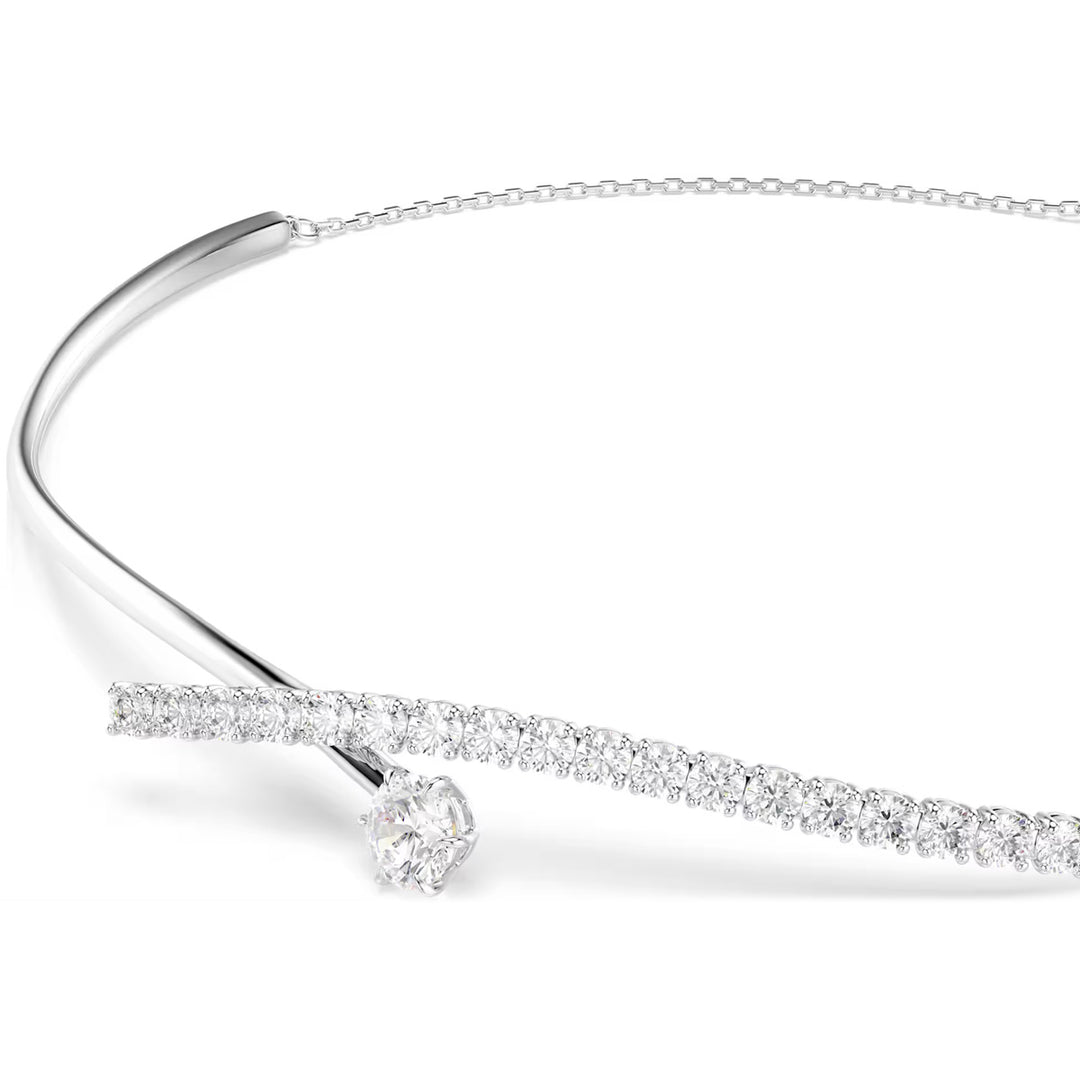 Swarovski Matrix Halskette Rundschliff Weiss Rhodiniert - 5754020