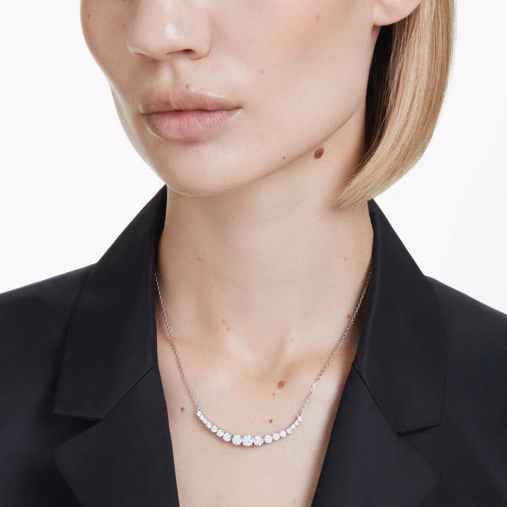 Swarovski Matrix Halskette Rundschliffe im Farbverlauf Weiss Rhodiniert - 5705396