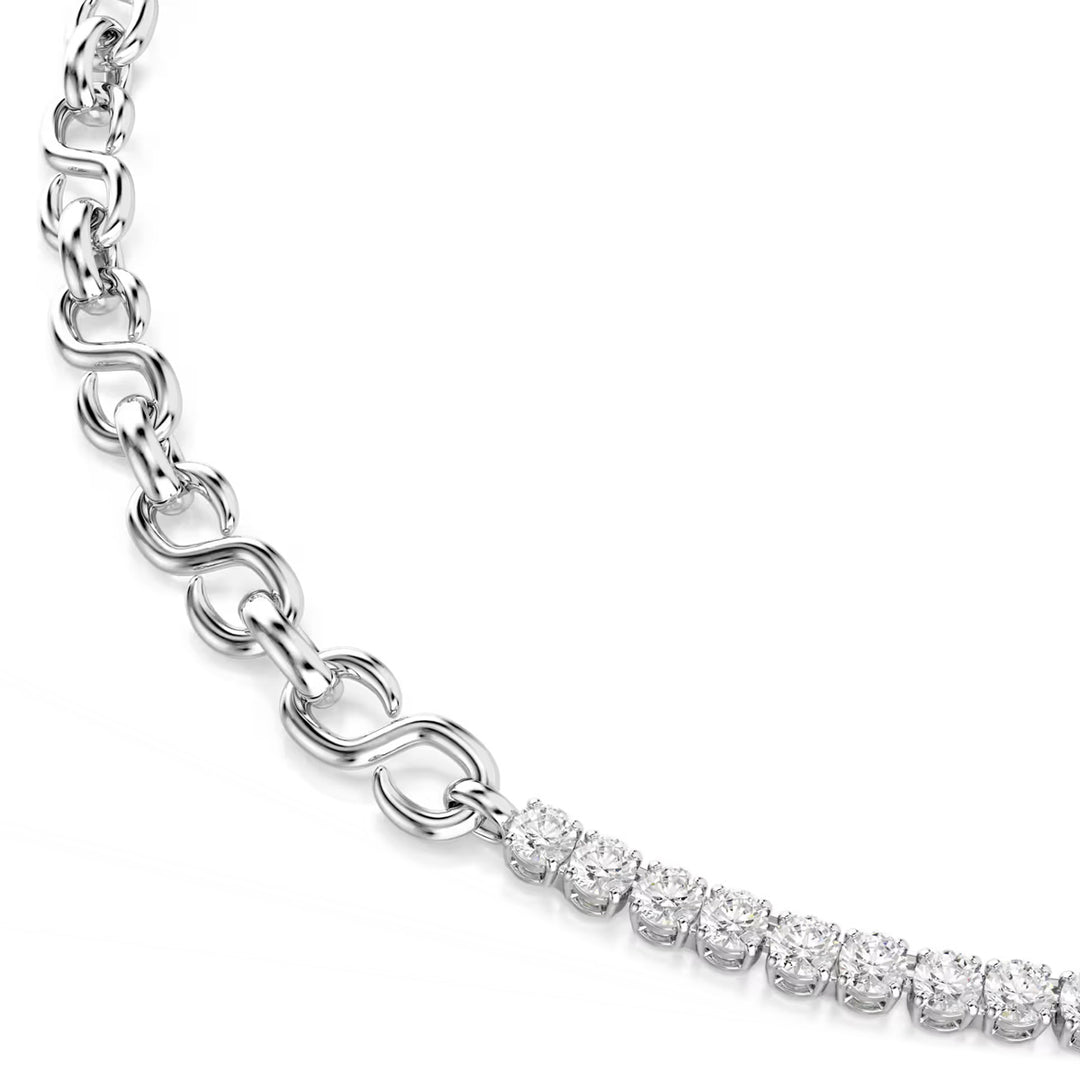 Swarovski Matrix Halskette S Form Rundschliff Weiss Rhodiniert - 5747732
