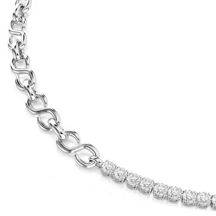 Swarovski Matrix Halskette S Form Rundschliff Weiss Rhodiniert - 5747732