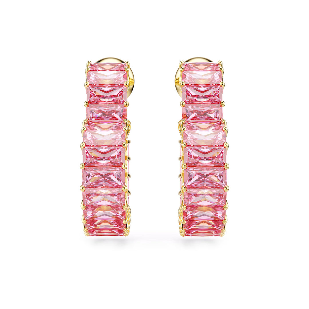 Swarovski Matrix Kreolen Baguette Schliff Herz Klein Rosa Goldlegierungsschicht - 5706340