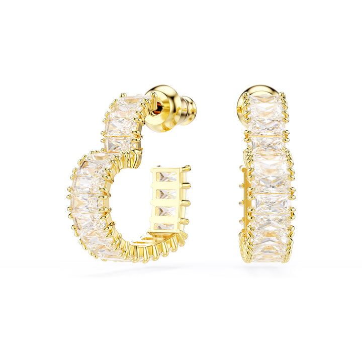Swarovski Orecchini a cerchio Matrix Taglio baguette Cuore Piccoli Bianchi Placcato color oro - 5693512