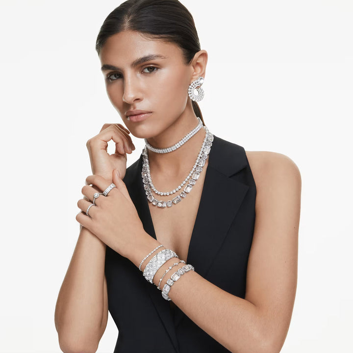 Swarovski Matrix Kreolen Gemischte Rundschliffe Weiss Rhodiniert - 5705834