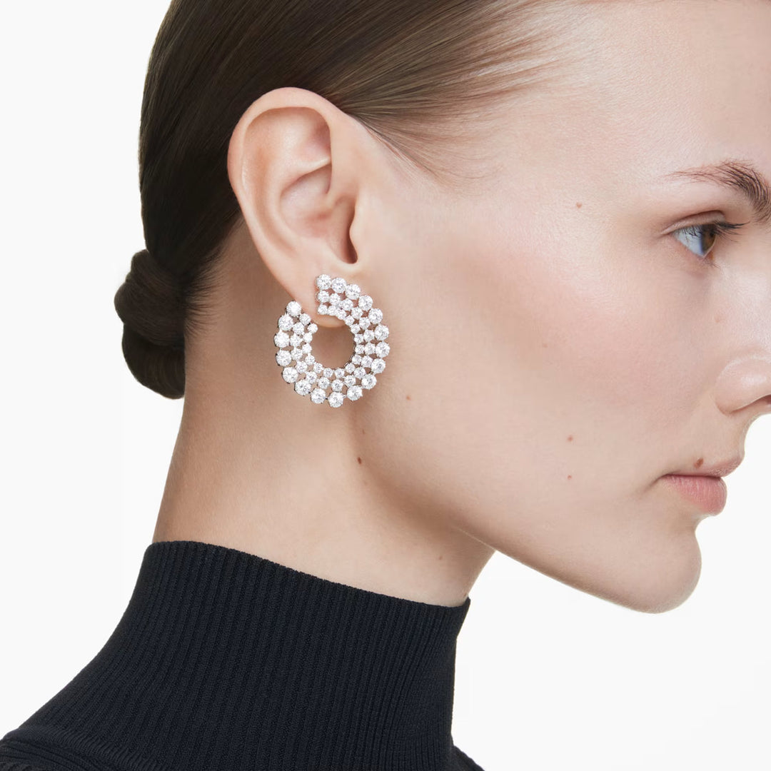 Swarovski Matrix Kreolen Gemischte Rundschliffe Weiss Rhodiniert - 5705834