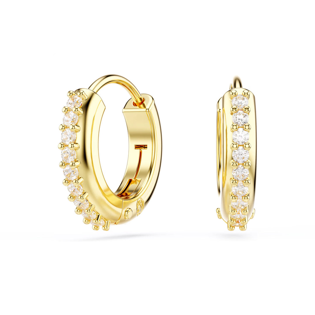 Swarovski Matrix Hoop Earrings Round cut White Gold tone plated - 5697228