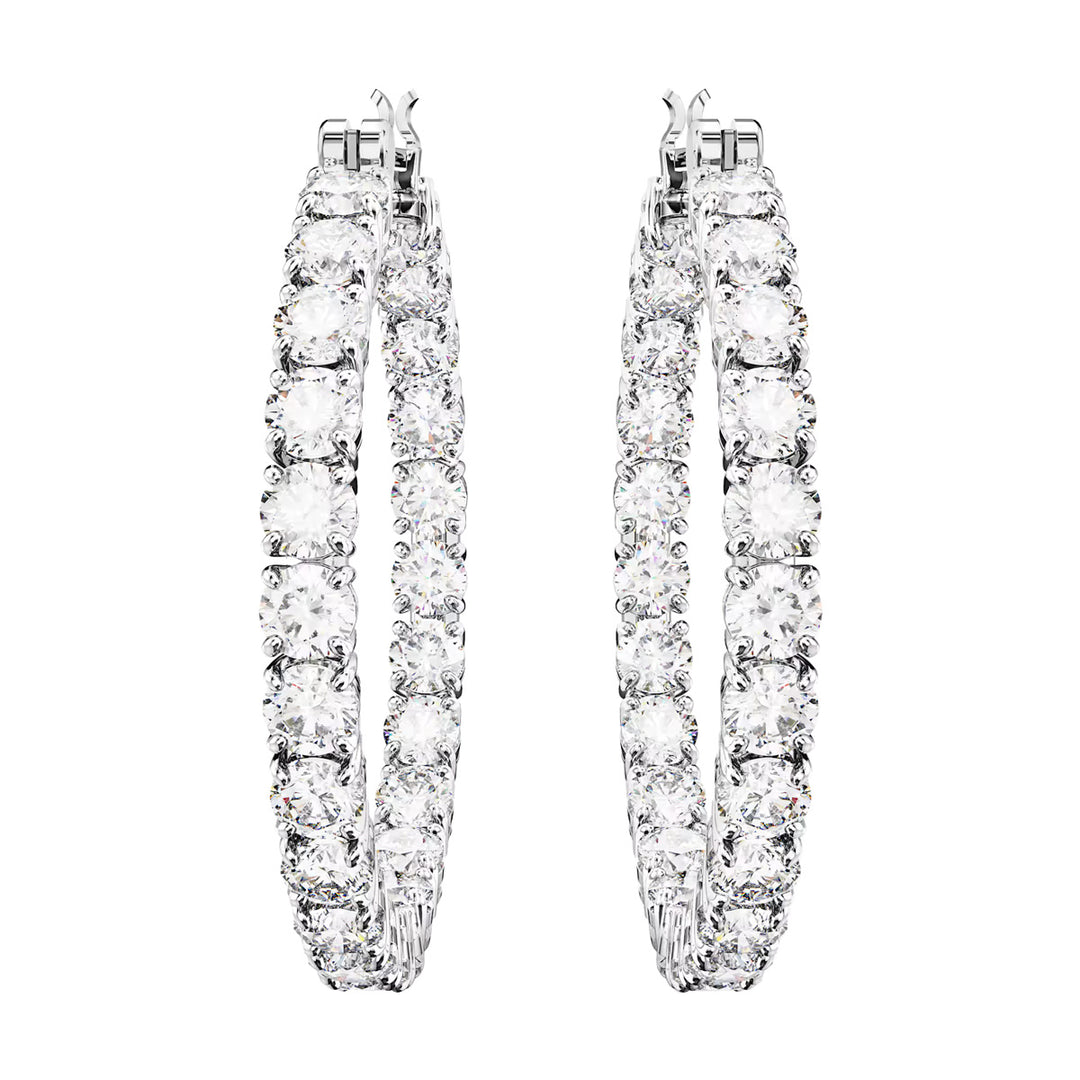 Swarovski Matrix Kreolen Rundschliff Weiss Rhodiniert - 5647715
