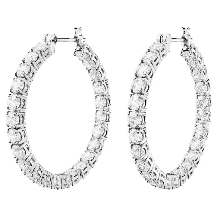 Swarovski Matrix Kreolen Rundschliff Weiss Rhodiniert - 5647715