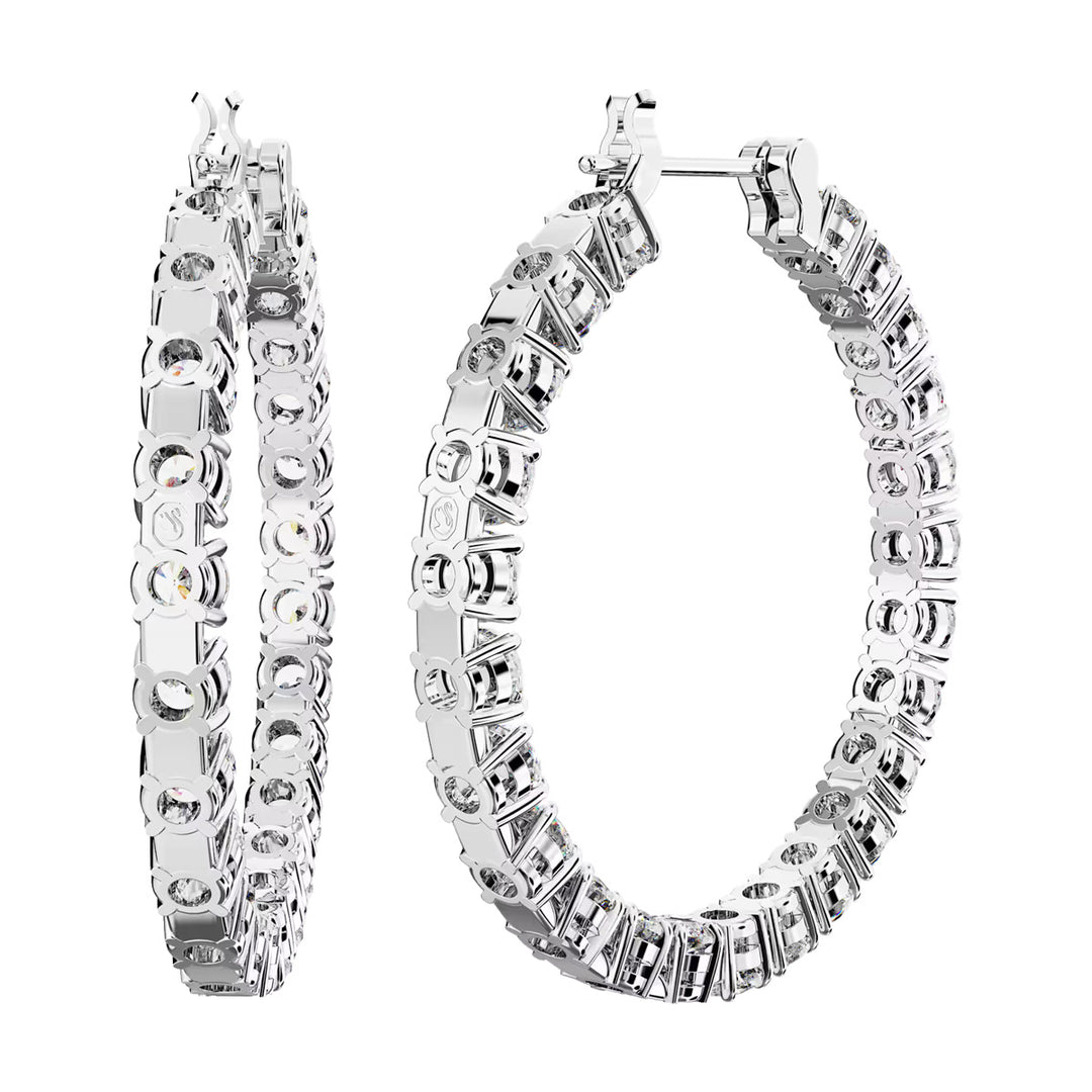 Swarovski Matrix Kreolen Rundschliff Weiss Rhodiniert - 5647715