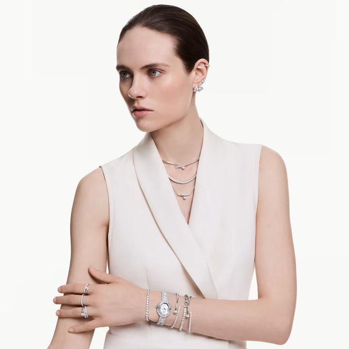Swarovski Matrix Kreolen Rundschliff Weiss Rhodiniert - 5753572