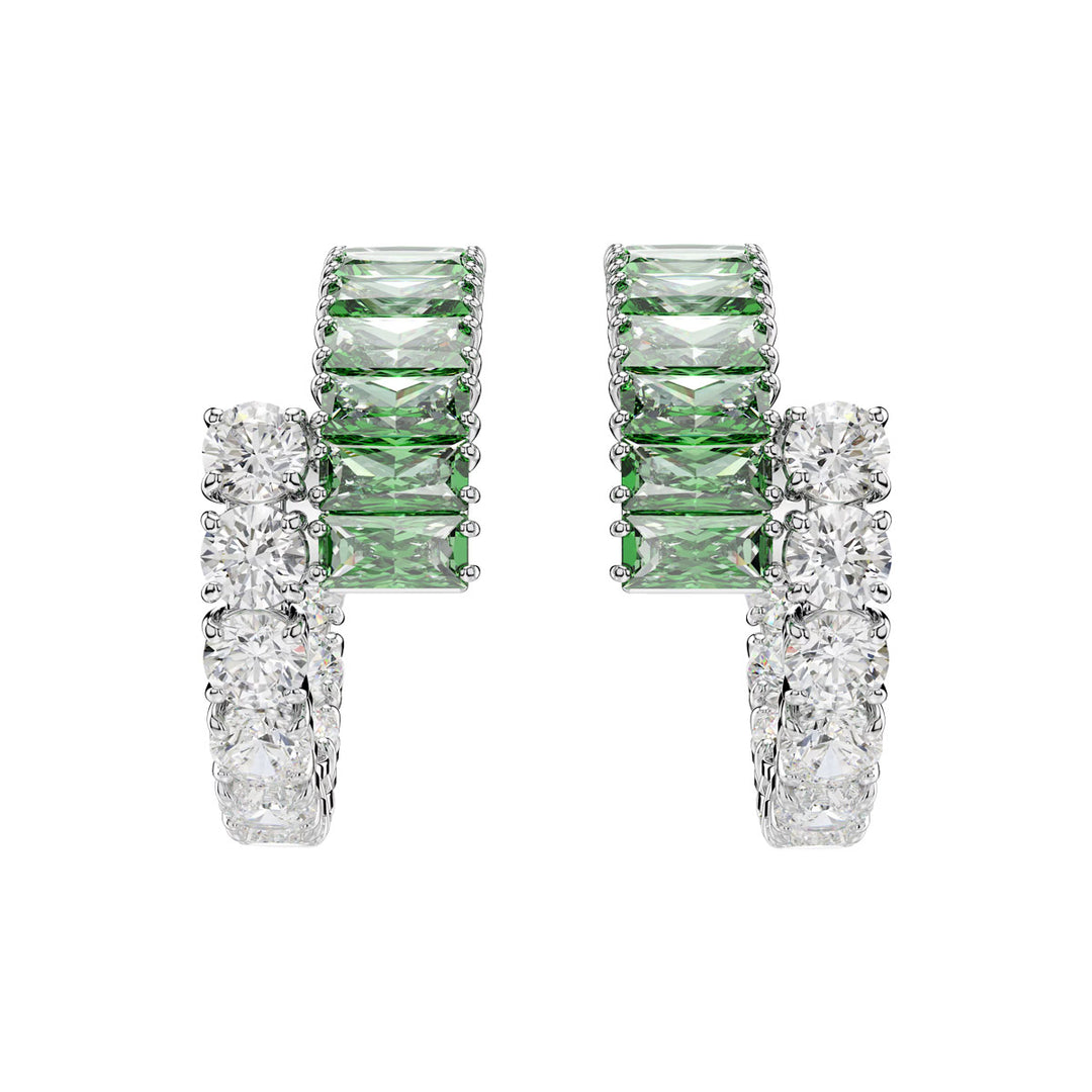 Swarovski Matrix Kreolen Verschiedene Schliffe Grün Rhodiniert - 5732264