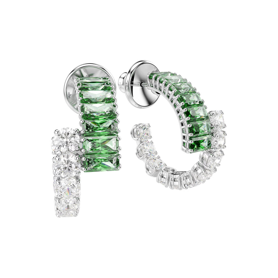 Swarovski Matrix Kreolen Verschiedene Schliffe Grün Rhodiniert - 5732264