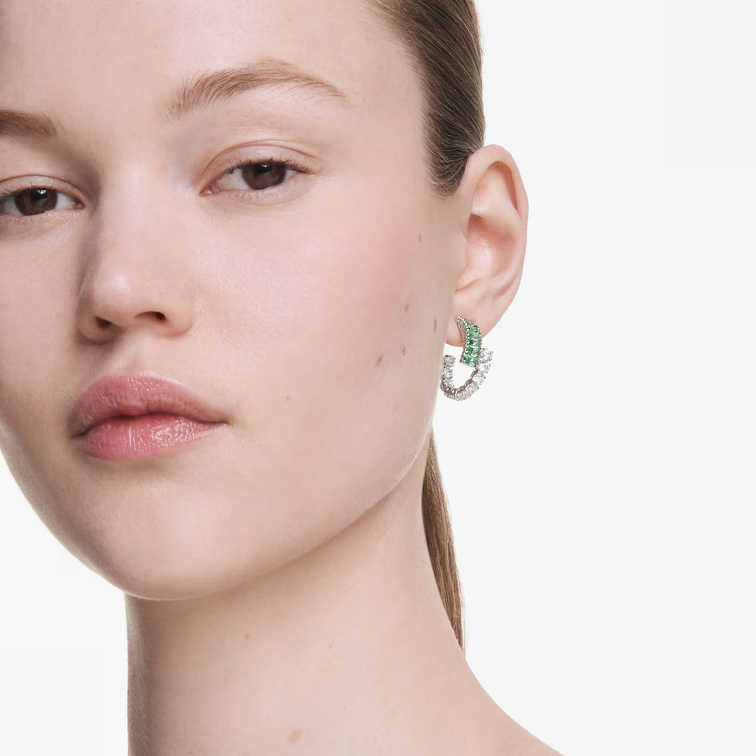 Swarovski Matrix Kreolen Verschiedene Schliffe Grün Rhodiniert - 5732264