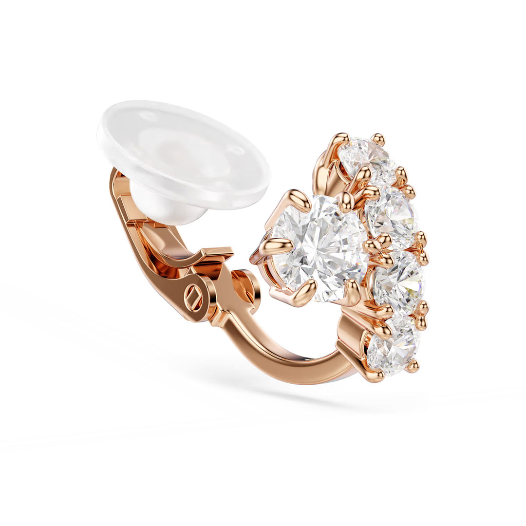 Swarovski Matrix Ohrclips Rundschliff Weiss 18K roségoldbeschichtet - 5763822