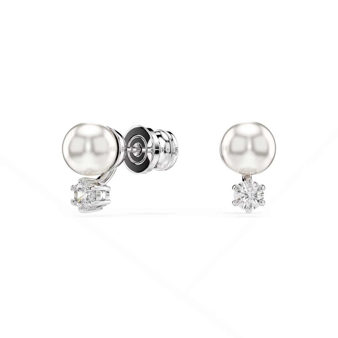 Swarovski Matrix Ohrstecker Kristallperle Rundschliff Weiss Rhodiniert - 5694225