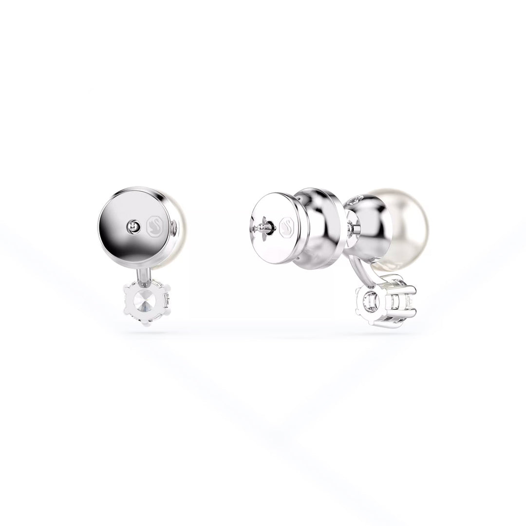 Swarovski Matrix Ohrstecker Kristallperle Rundschliff Weiss Rhodiniert - 5694225