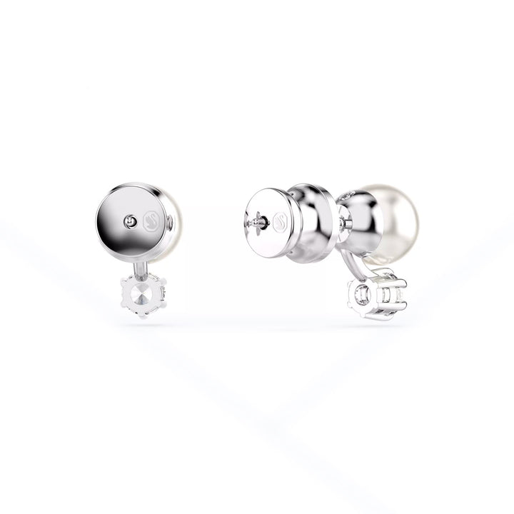 Swarovski Matrix Ohrstecker Kristallperle Rundschliff Weiss Rhodiniert - 5694225