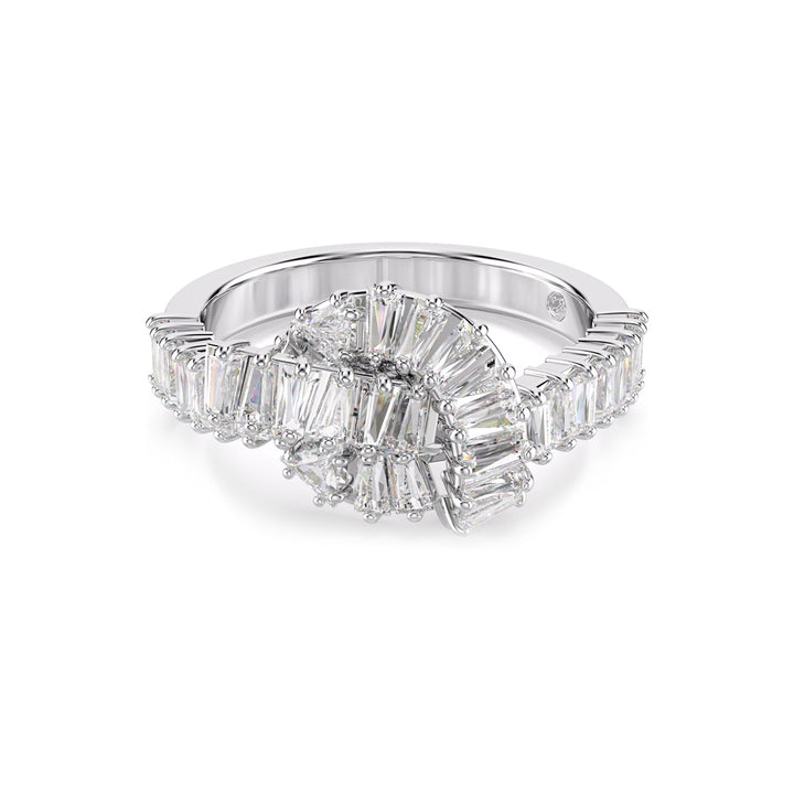 Swarovski Matrix Ring Baguette cut Knot White Rhodium plated