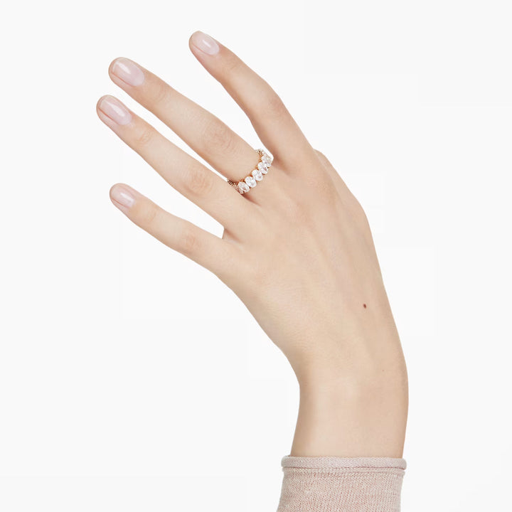 Swarovski Matrix Ring Oval Schliff Weiss Goldlegierungsschicht