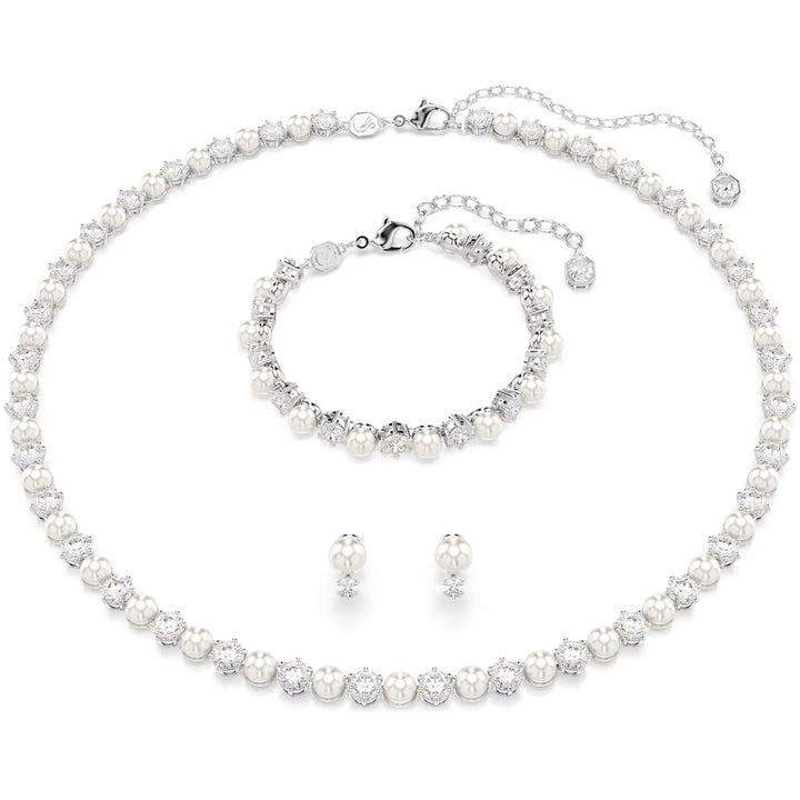 Swarovski Matrix Set Kristallperle Rundschliff Weiss Rhodiniert - 5742040