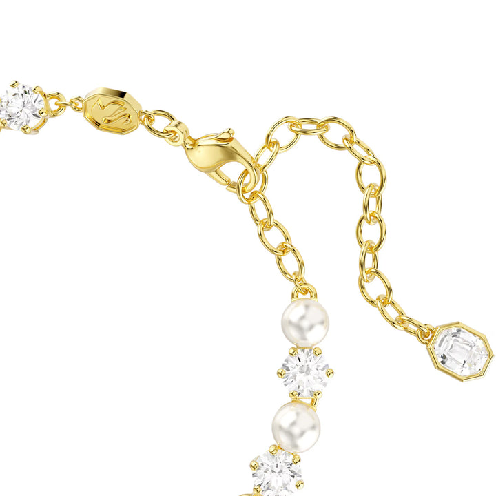 Swarovski Matrix Tennis Armband Kristallperle Rundschliff Weiss Goldlegierungsschicht - 5742026