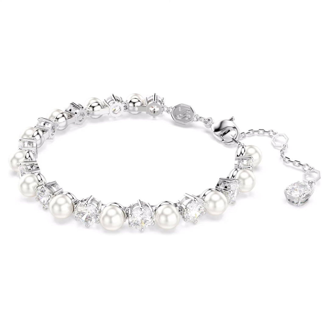 Swarovski Matrix Tennis Armband Kristallperle Rundschliff Weiss - 5689625