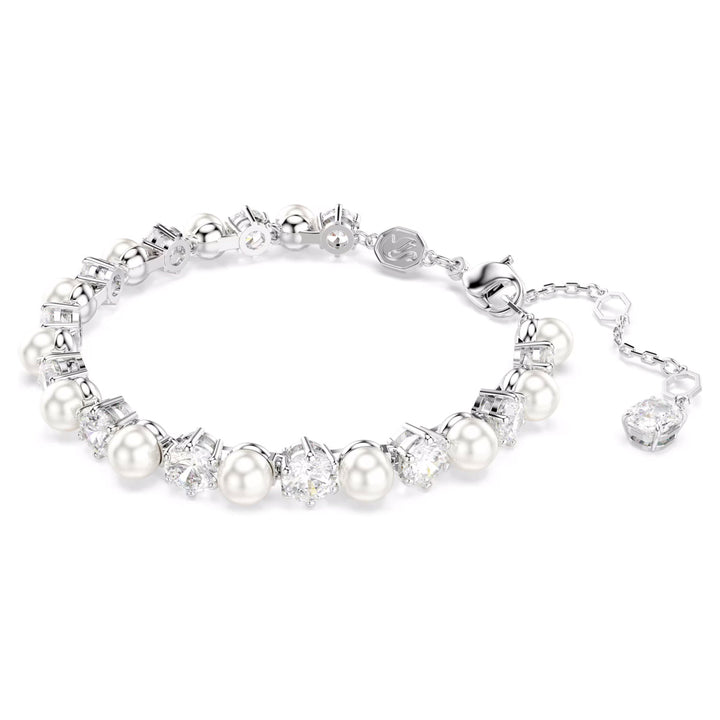 Swarovski Matrix Tennis Armband Kristallperle Rundschliff Weiss - 5689625