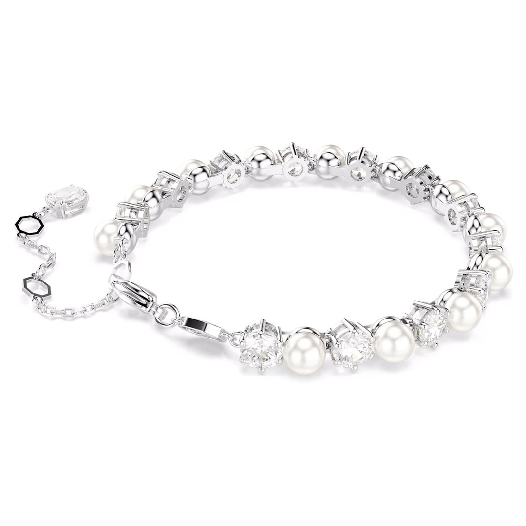 Swarovski Matrix Tennis Armband Kristallperle Rundschliff Weiss - 5689625
