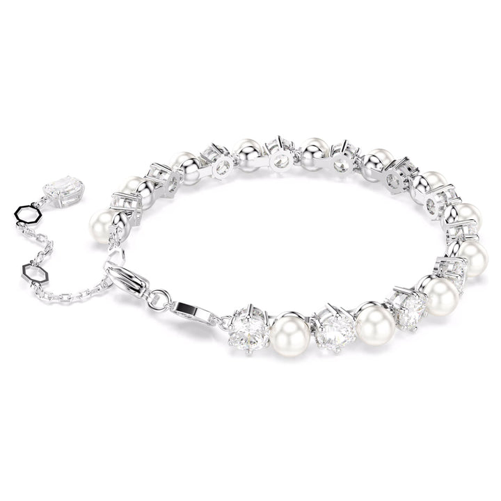 Swarovski Matrix Tennis Armband Kristallperle Rundschliff Weiss - 5689625