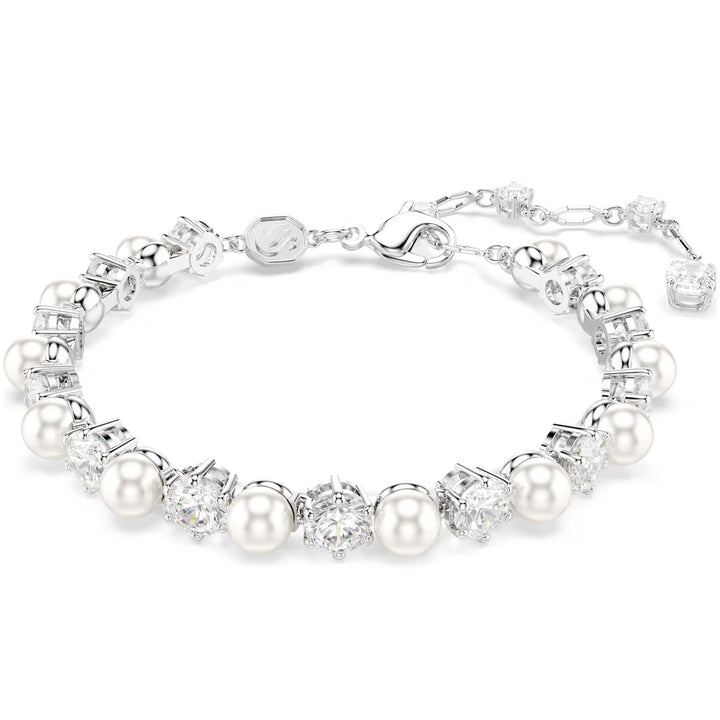 Swarovski Bracciale Tennis Matrix Crystal Pearl Taglio Round Bianco Placcato rodio - 5689625