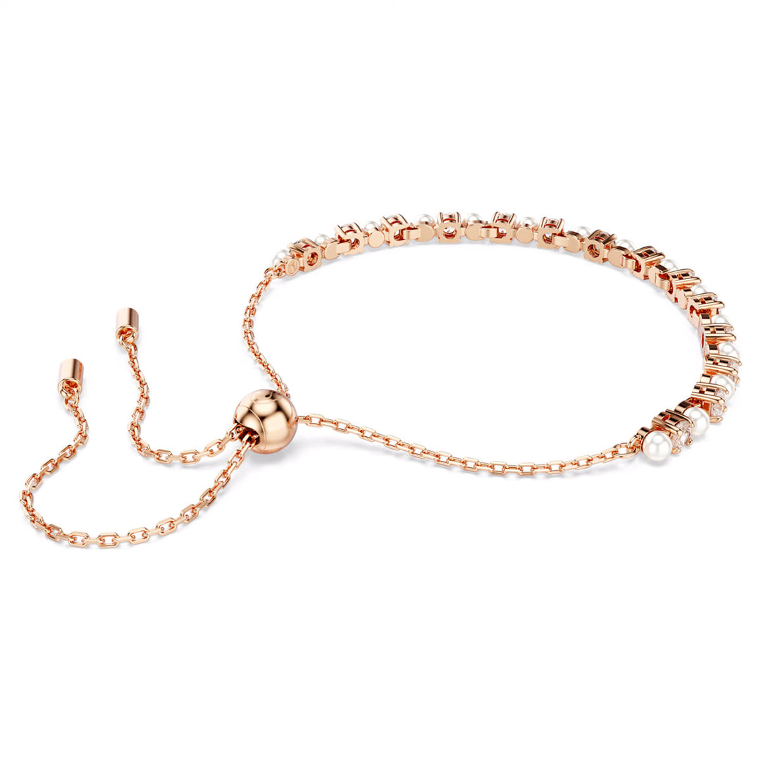 Swarovski Matrix Tennis Armband Kristallperle Rundschliffe Weiss Roségold Legierungsschicht - 5729506