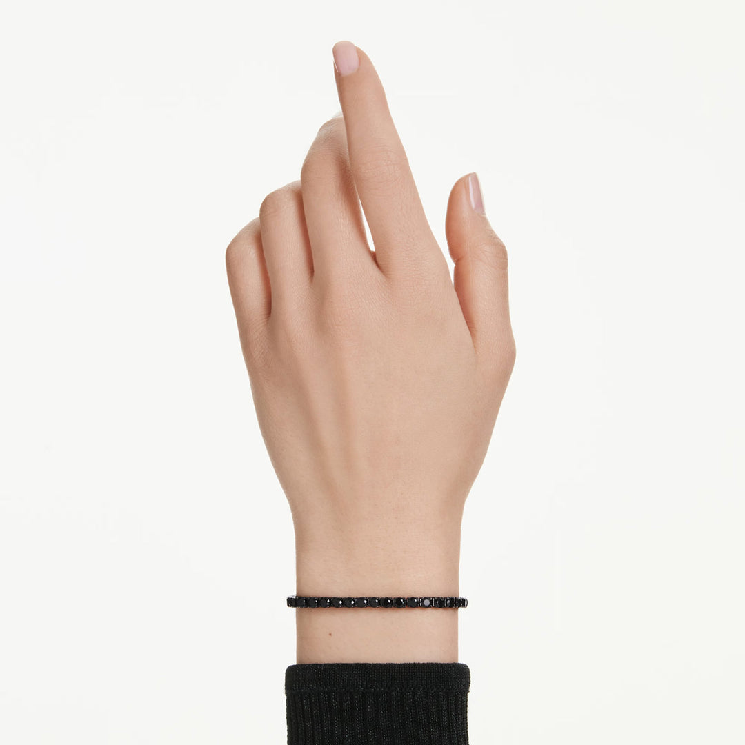 Swarovski Matrix Tennis Armband Rundschliff Schwarz Rutheniert