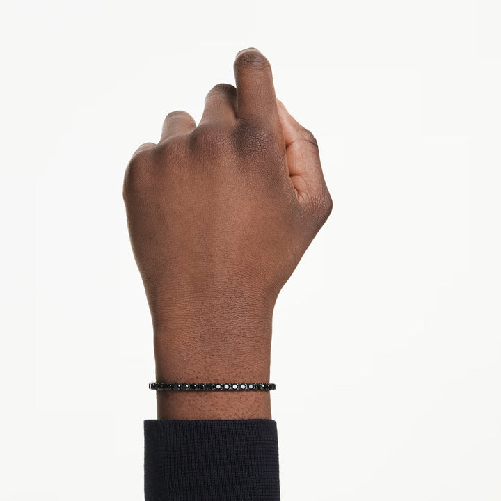 Swarovski Matrix Tennis Armband Rundschliff Schwarz Rutheniert