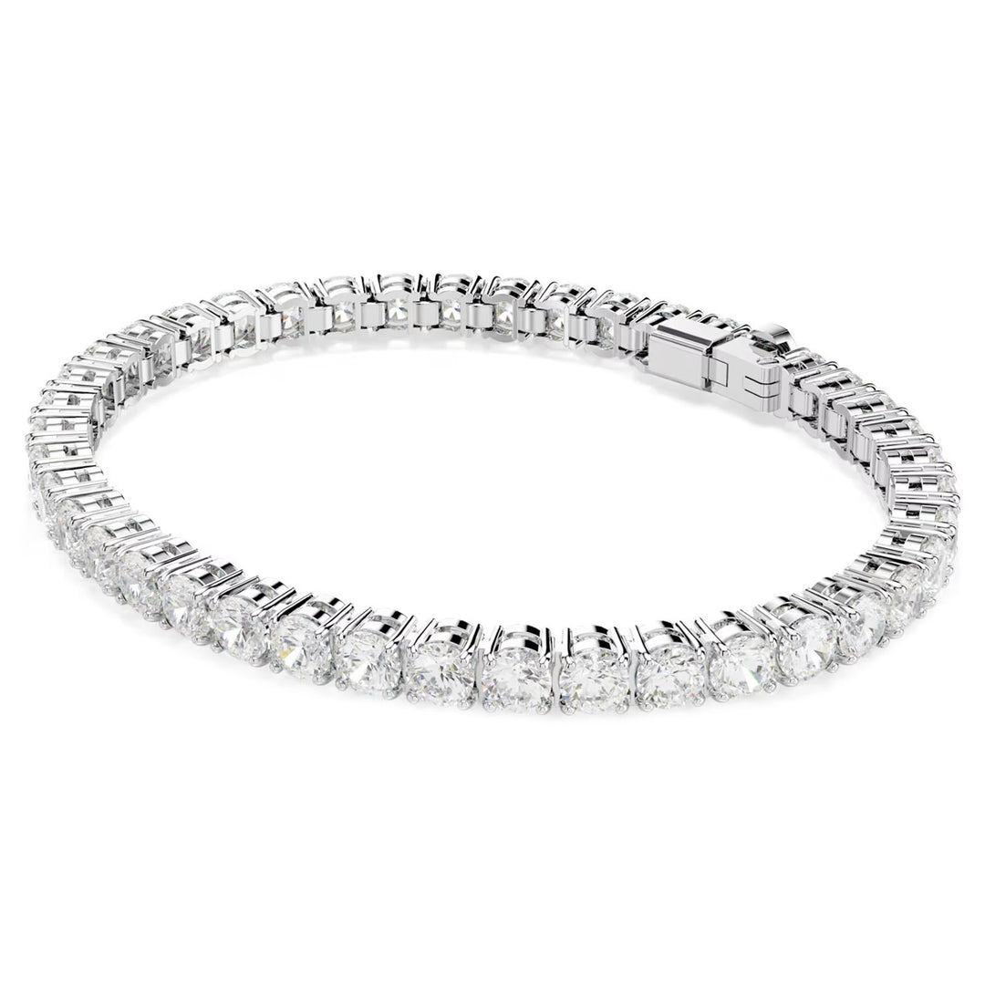 Swarovski Matrix Tennis Armband Rundschliff Weiss Rhodiniert