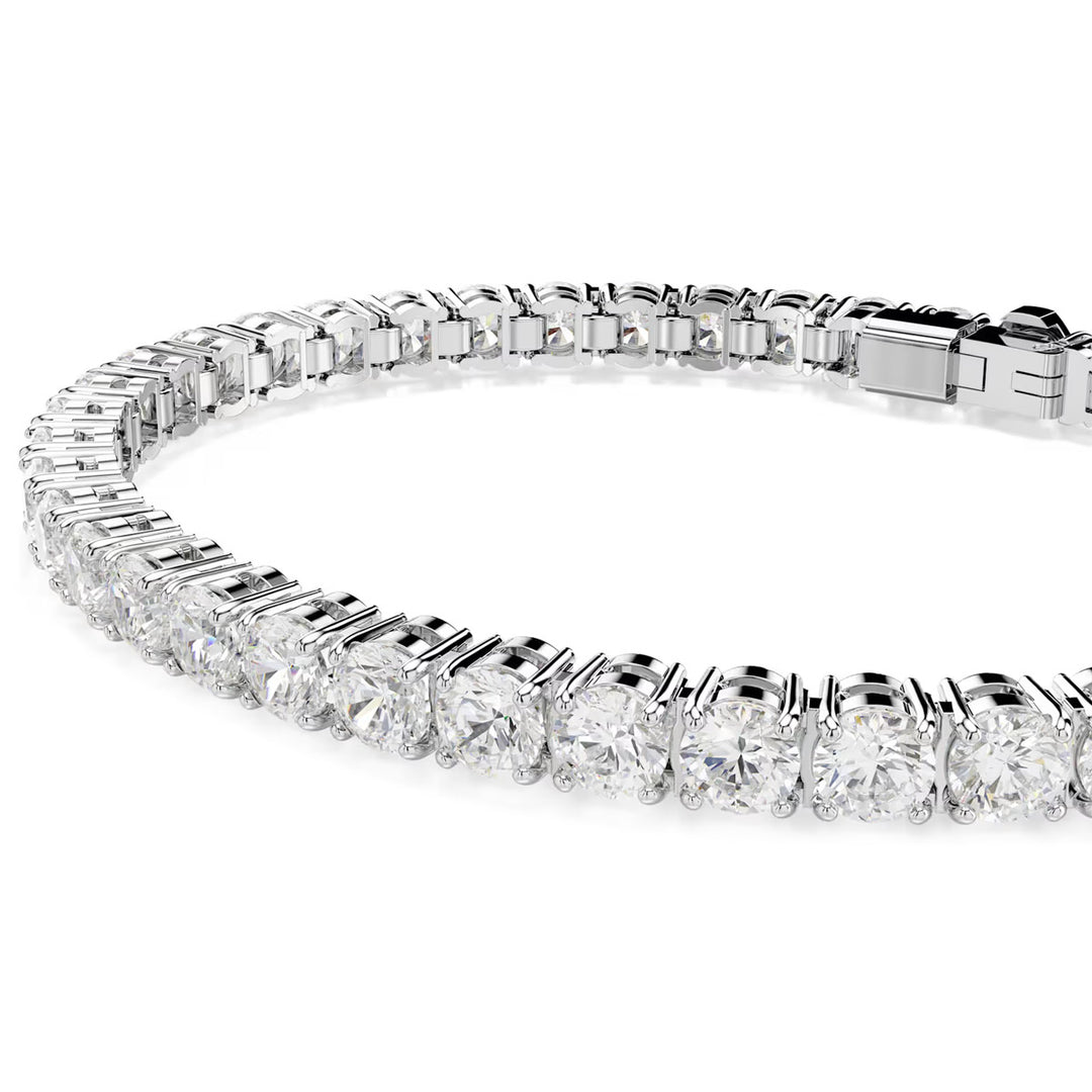 Swarovski Matrix Tennis Armband Rundschliff Weiss Rhodiniert