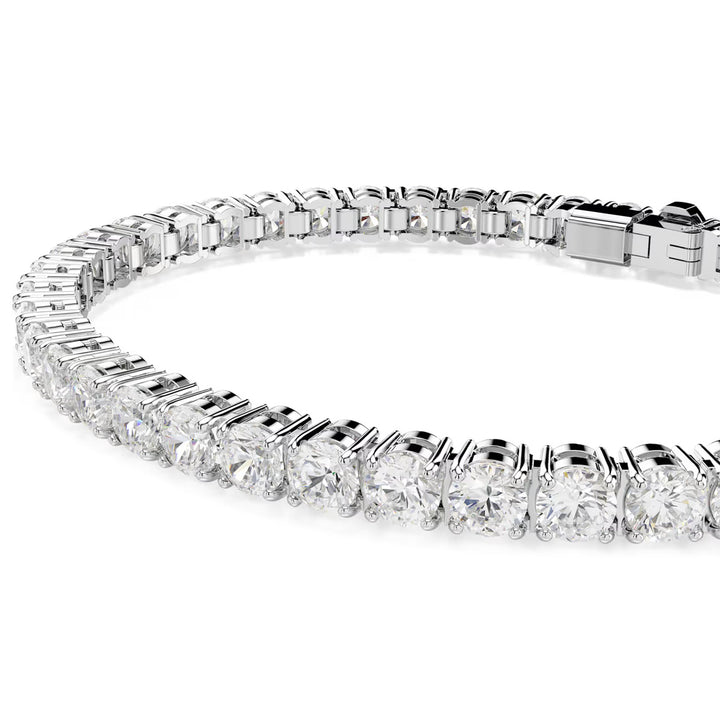 Swarovski Matrix Tennis Armband Rundschliff Weiss Rhodiniert