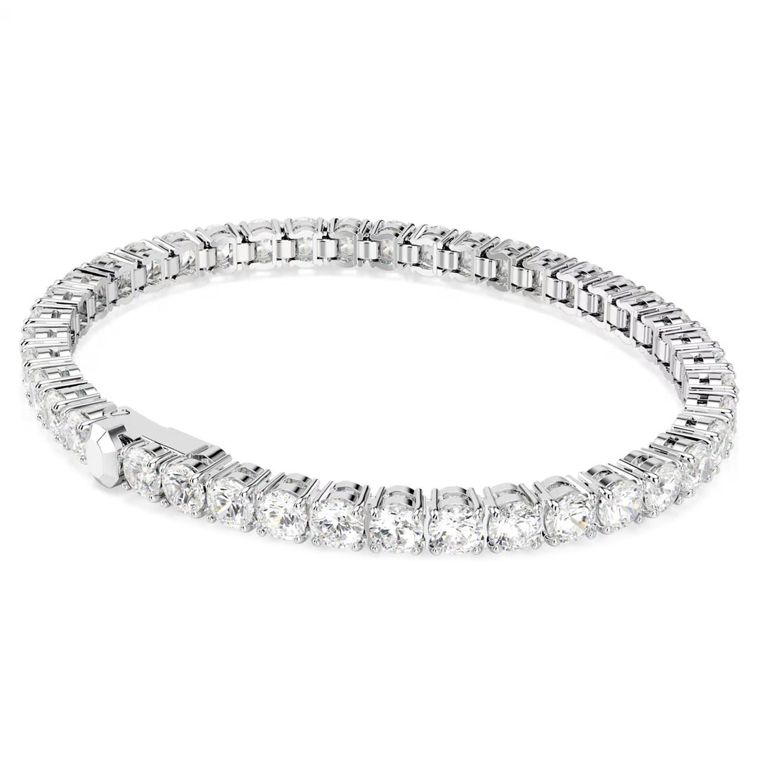 Swarovski Matrix Tennis Armband Rundschliff Weiss Rhodiniert
