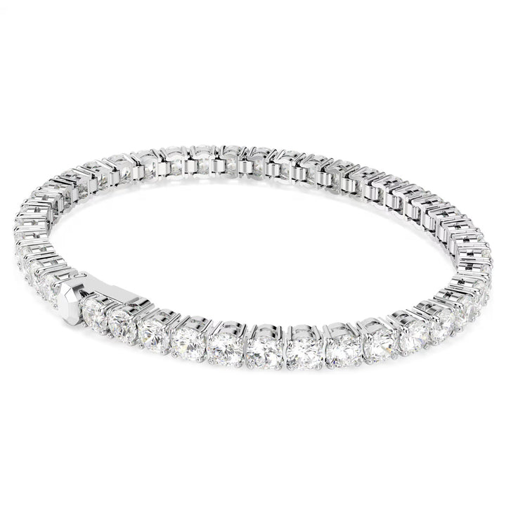 Swarovski Matrix Tennis Armband Rundschliff Weiss Rhodiniert