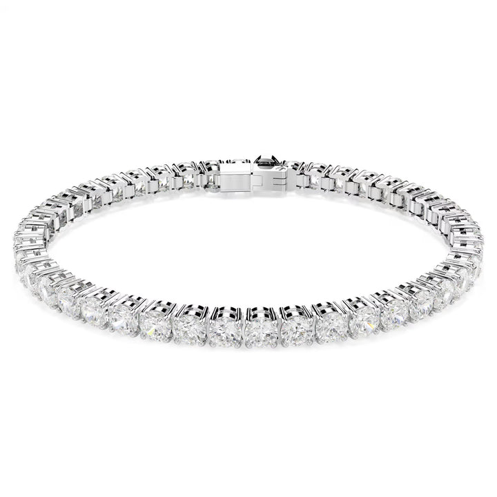 Swarovski Matrix Tennis Armband Rundschliff Weiss Rhodiniert