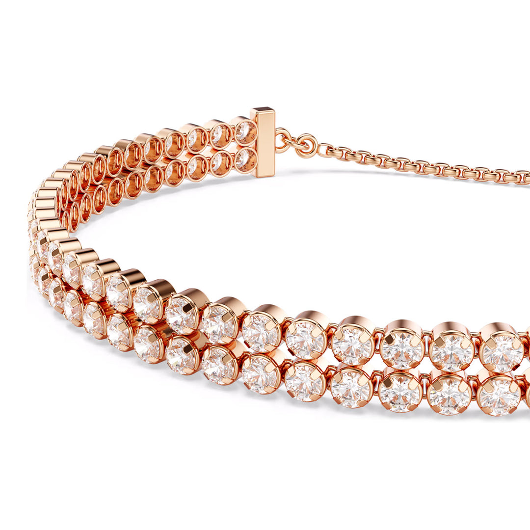 Swarovski Matrix Tennis Armband Rundschliff Weiss Roségold Legierungsschicht - 5677823