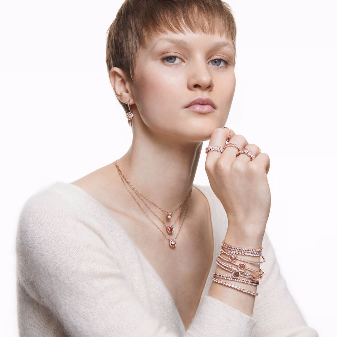 Swarovski Matrix Tennis Armband Rundschliff Weiss Roségold Legierungsschicht - 5677823