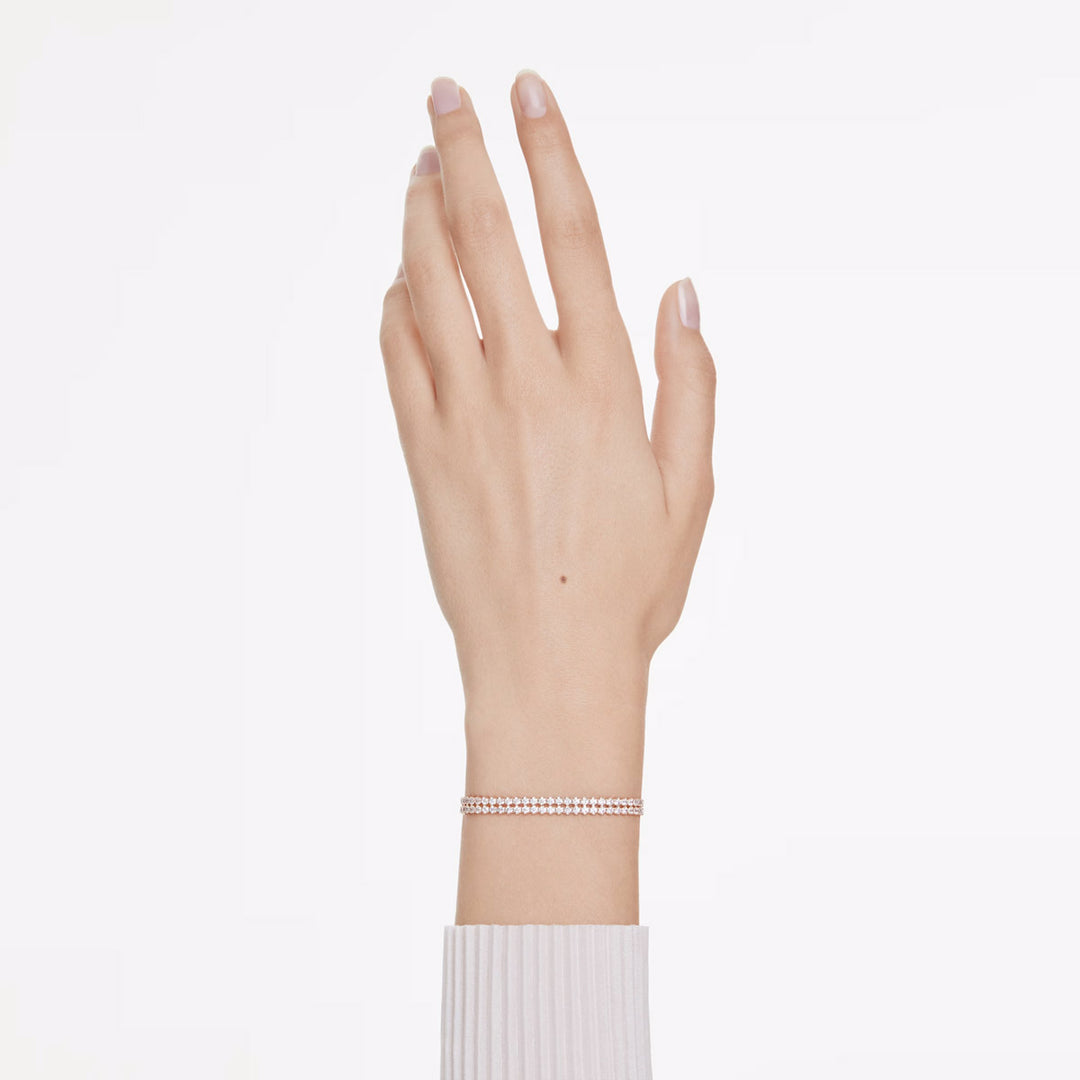 Swarovski Matrix Tennis Armband Rundschliff Weiss Roségold Legierungsschicht - 5677823