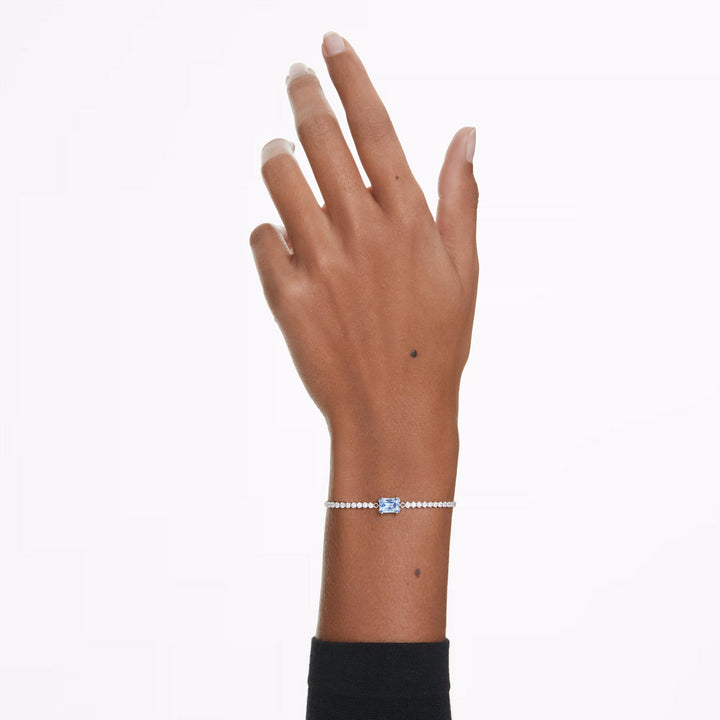 Swarovski Matrix Tennis Armband Verschiedene Schliffe Blau Rhodiniert - 5693412