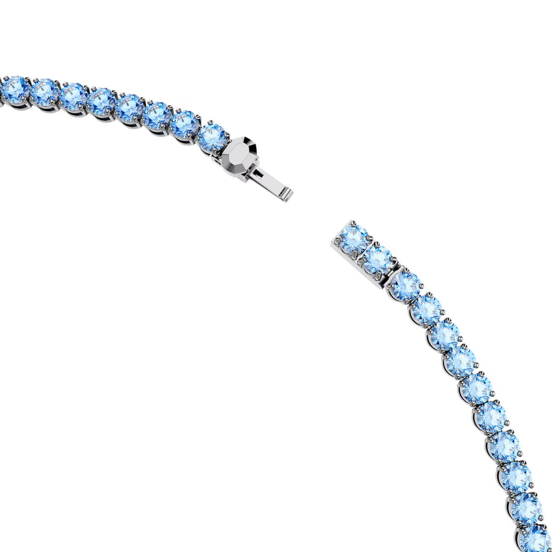 Swarovski Matrix Tennis Halskette Rundschliff Blau Rutheniert