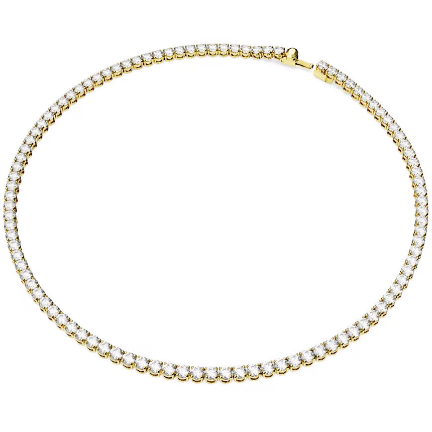 Swarovski Matrix Tennis Halskette Rundschliff Weiss Goldlegierungsschicht - 5681795