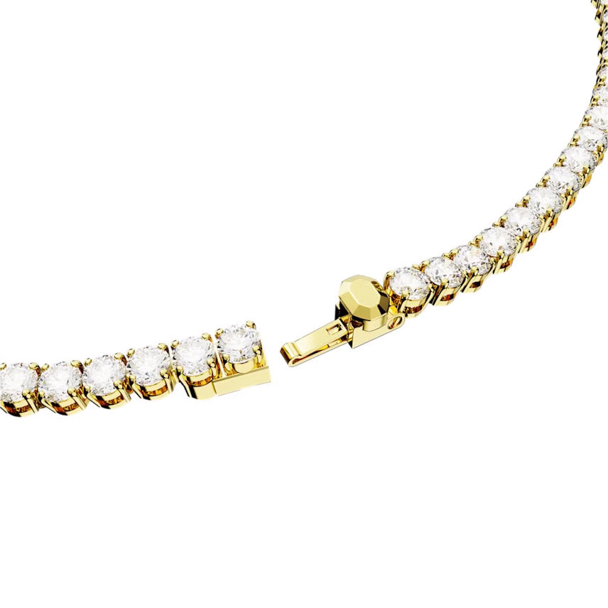 Swarovski Matrix Tennis Halskette Rundschliff Weiss Goldlegierungsschicht - 5681795