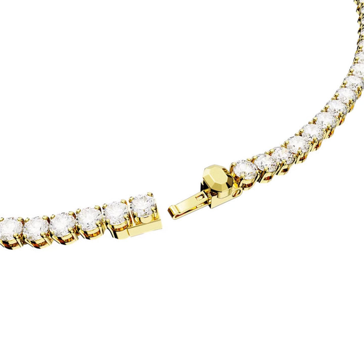 Swarovski Matrix Tennis Halskette Rundschliff Weiss Goldlegierungsschicht - 5681795