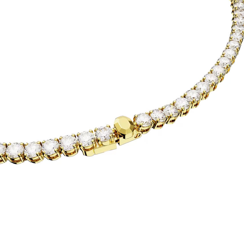 Swarovski Matrix Tennis Halskette Rundschliff Weiss Goldlegierungsschicht - 5681795