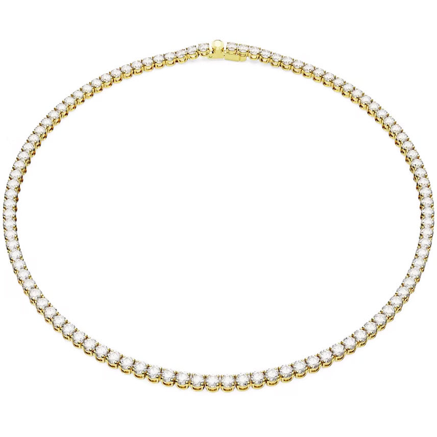 Swarovski Matrix Tennis Halskette Rundschliff Klein Weiss Gold - 5681795
