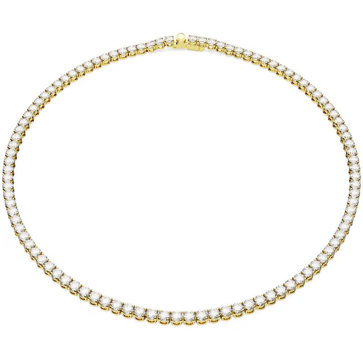 Swarovski Matrix Tennis Halskette Rundschliff Klein Weiss Gold - 5681795